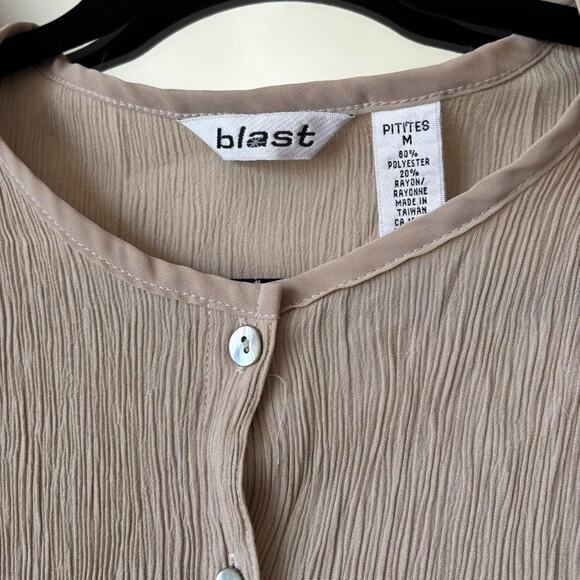 Vintage Blast Beige Button Down Tank Medium Natural Bohemian - Picture 4 of 6